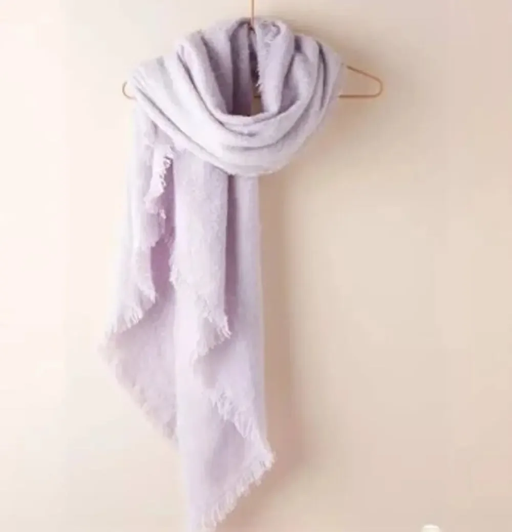 Anthropologie Soft Lilac Fringed Scarf Wrap Pashmina knot purple